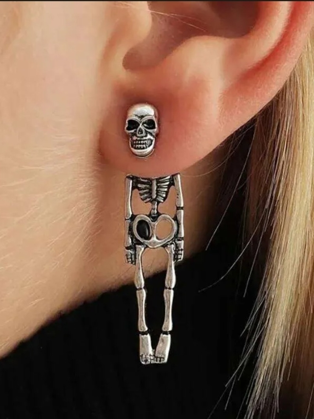 Pick 3 For $30 Silver Skeleton Drop Earrings for Women - Gothic Skull Design